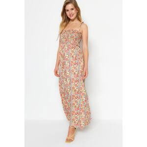 Trendyol Multi Color Straight Cut Maxi Woven Gimped Floral Woven Dress