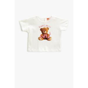 Koton Short Sleeve T-Shirt Crew Neck Teddy Bear Printed