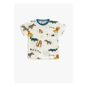 Koton Printed Ecru Baby T-shirt 3smb10009tk