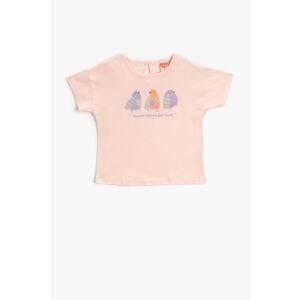 Koton Baby Girl Bird Printed Short Sleeve Crew Neck T-Shirt 3smg10103ak