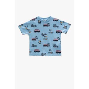 Koton Baby Boy Short Sleeve Crew Neck Car Printed T-Shirt 3smb10157tk
