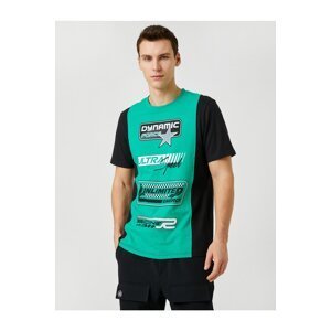Koton Racing-Theme Short Sleeve Crew Neck Cotton Printed T-Shirt