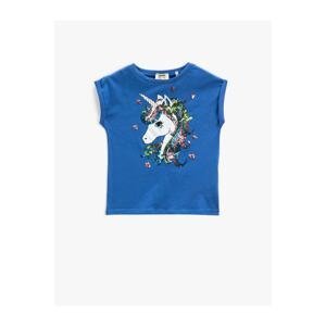 Koton T-Shirt Unicorn Sequin Embroidered Sleeveless Crew Neck