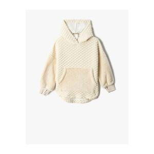 Koton Basic Plush Sweatshirt Quilted Hooded Kangaroo Pocket