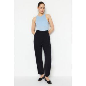 Trendyol Black Straight Woven High Waist Trousers