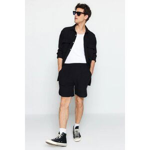 Trendyol Black Oversize Fit Linen Textured Shirt