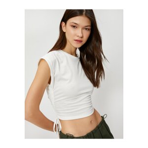 Koton Crop Undershirt Side Gathered Detailed Crew Neck