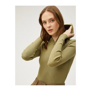 Koton Şahika Ercümen X Cotton - Hooded Ribbed Knitwear Sweater
