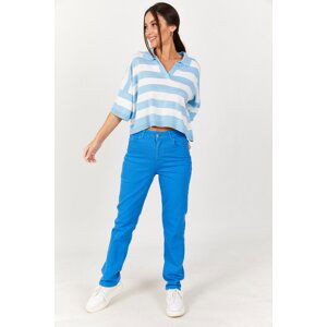 armonika Women's Blue Tube Leg High Waist Jeans