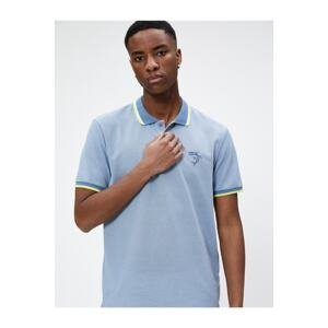 Koton Polo Neck T-Shirt with Shark Embroidered Tier Button