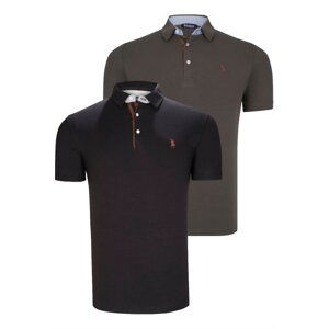 DUAL SET T8582 DEWBERRY PÁNSKÉ TRIČKO-BLACK-KHAKI