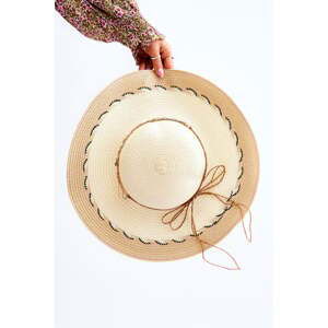 Lehký dámský klobouk s ozdobami béžove