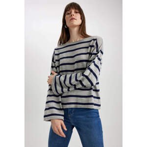 DEFACTO Relax Fit Crew Neck Striped Sweater