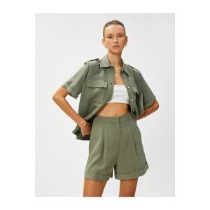Koton Silky Textured Shorts with Fold Detail