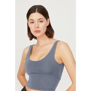 LOS OJOS Anthracite Lightly Supported Back Detailed Covered Crop Top Bustier