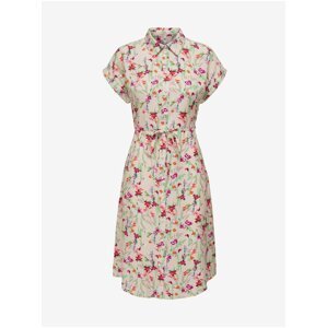 Béžové dámské květované košilové šaty JDY Camille - Dámské