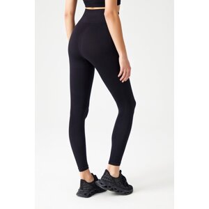 LOS OJOS Black High Waist Seamless Gathering Sports Tights