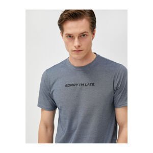 Koton Slogan Embroidered T-Shirt Crew Neck Slim Fit Short Sleeve
