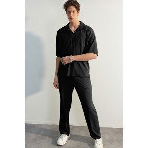 Trendyol Limited Edition Black Men's Comfort Fit/Wide Leg Textured Hidden Cord Sweatpants