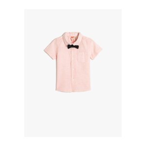 Koton Linen Shirt Short Sleeve Bow Tie Pocket Detail