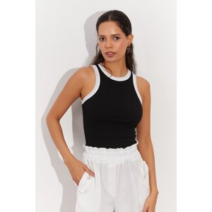 Cool & Sexy Women's Black Ribbed Camisole Blouse