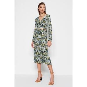 Trendyol Multi-Colored Floral Window Detailed Viscose Midi Woven Dress