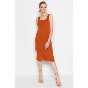 Trendyol Cinnamon Midi Knitwear Basic Dress