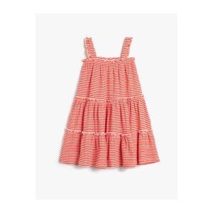 Koton Dress Midi Length Checkered Straps Relaxed Fit