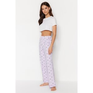 Trendyol Lilac Cotton Star Pattern Knitted Pajama Bottom