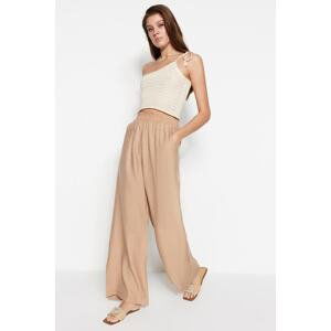 Trendyol Mink Wide Cut Woven Linen Look Trousers