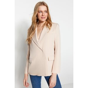 Trendyol Stone Woven Lined Double Breasted Closure Blazer Jacket