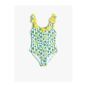 Koton Swimsuit with Applique Detailed Lemon Print, Thick Straps.