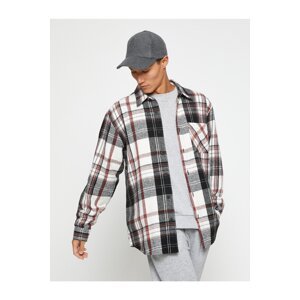 Koton Checkered Lumberjack Shirt with a Classic Collar, Pocket Detailed and Long Sleeves.