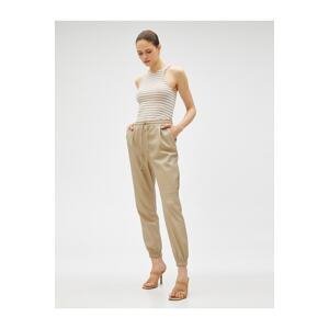 Koton Faux Leather Jogger Trousers with Tie Waist