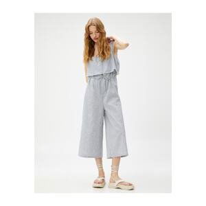 Koton Strappy Jumpsuit Ruffle Detailed Lace Waist Linen Blend