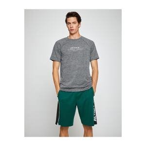 Koton Basic Sports T-Shirt Grayscale Slogan Printed Crew Neck