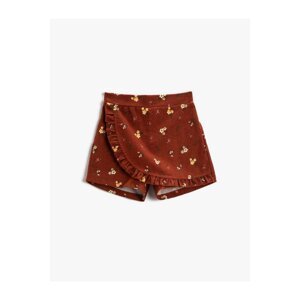 Koton Floral Shorts Skirt Double Breasted Detailed Cotton