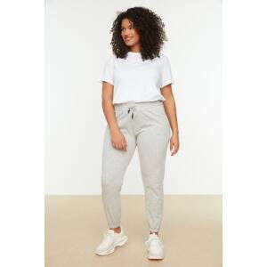 Trendyol Curve Gray Basic Jogger Thin Knitted Sweatpants with Pockets