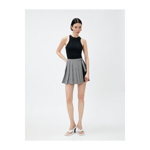 Koton Pleated Mini Skirt with Contrast Detail and Belt