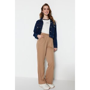 Trendyol Camel Knitted Waist Button Closure Knitted Trousers