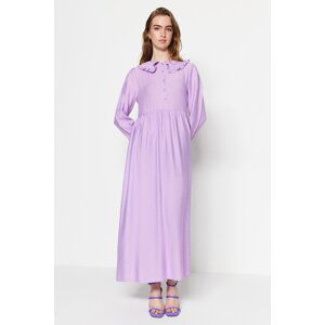 Trendyol Lilac Baby Collar Half Pat Woven Dress