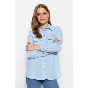 Trendyol Light Blue Back Detail Woven Cotton Shirt