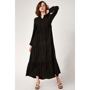 Bigdart 1627 Collar Laced Muslim Dress Ramadan Collection - Black