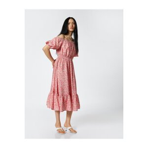 Koton Long Floral Dress Square Collar with Straps