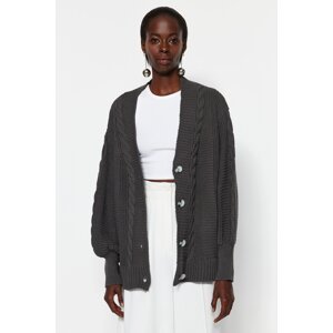 Trendyol Anthracite Wide Fit Knitwear Cardigan