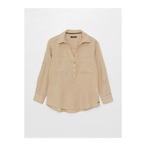 LC Waikiki Women's Shirt Collar Plain Long Sleeve Oxford Blouse