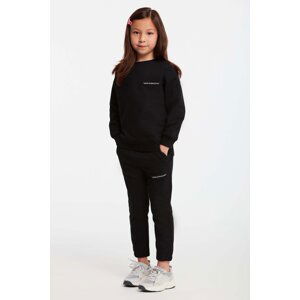 GRIMELANGE Jabor Girls Embroidered Crew Neck Comfort Black Tracksuit Set