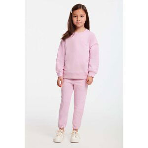 GRIMELANGE Jabor Girl's Embroidered Crew Neck Comfort Pink Tracksuit Set