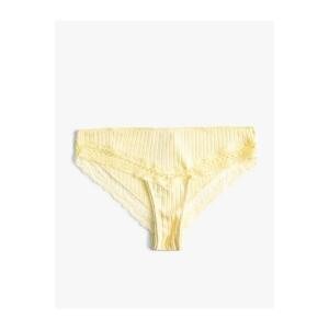 Koton Women's Underwear Lace Panty Brief Textured 3slk30028mk Yellow Yellow