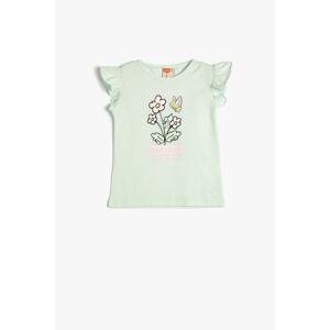 Koton Baby Girl Crew Neck Sleeveless Frilly Floral Printed T-Shirt 3smg30019ak